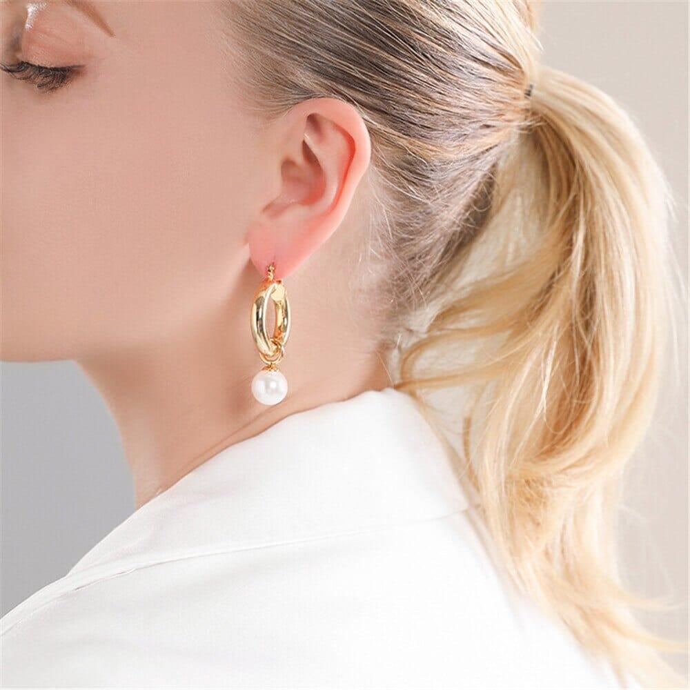 Orecchini "Cerchi Dorati" con Perle Preziose