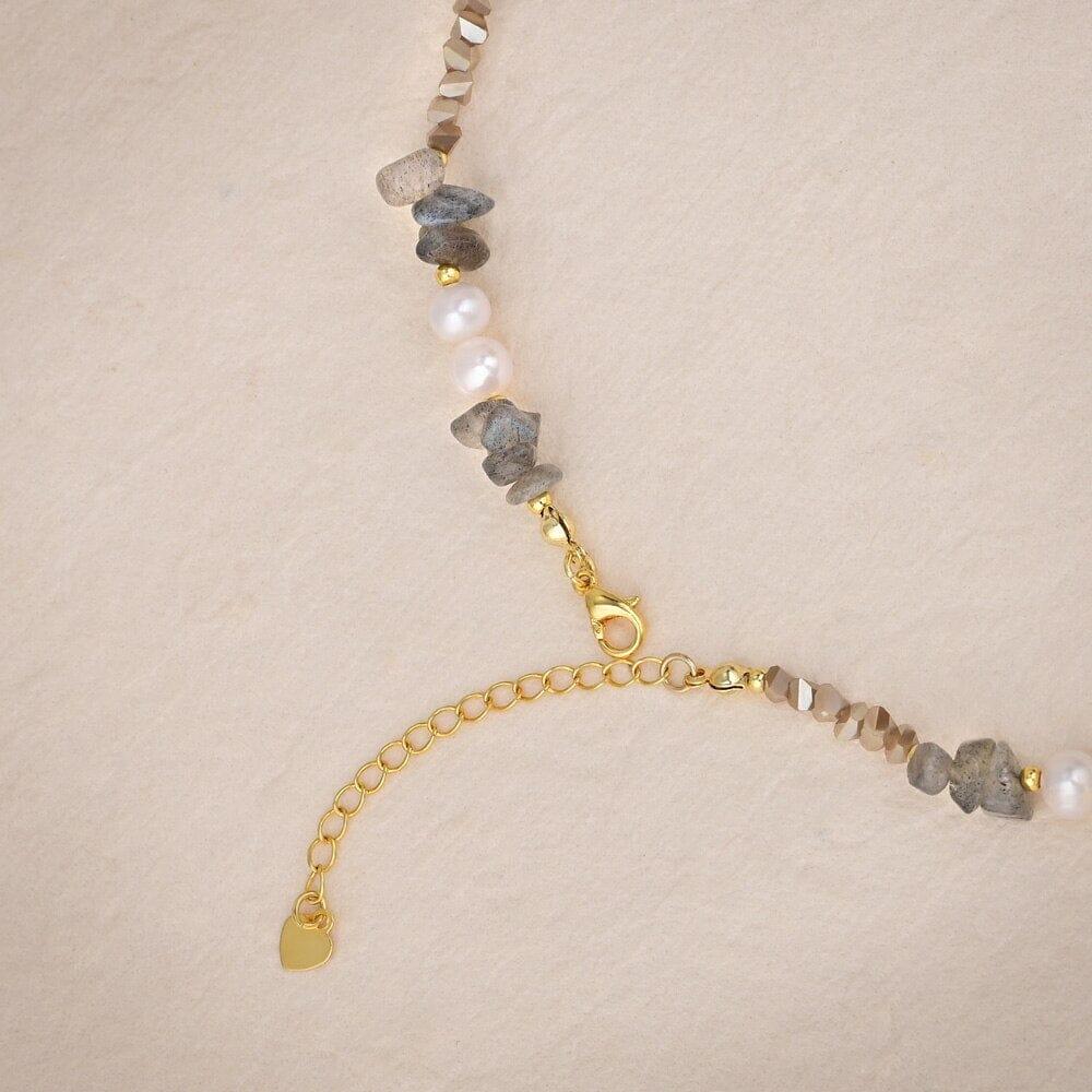 Collana in Labradorite e Perle "Divinità Illuminata"