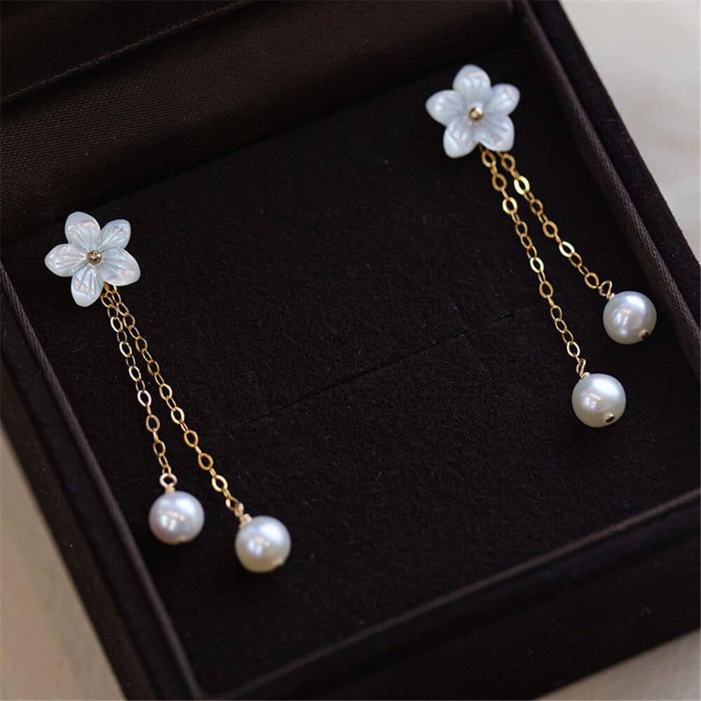 Orecchini Floreali con Perle a Cascata