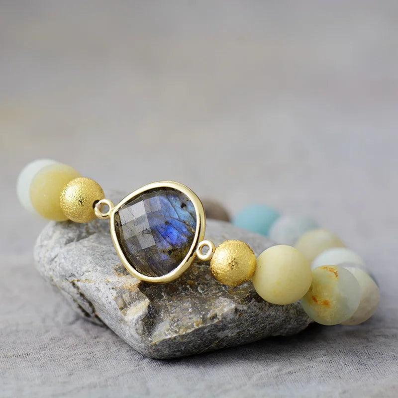 Bracciale in Amazzonite e Labradorite "Sinfonia Azzurra"
