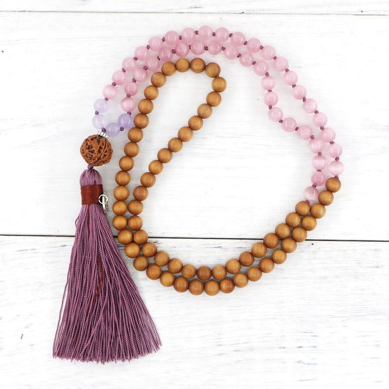 Collana Mala "Armonia Delicata" in Opale Rosa e Legno di Sandalo