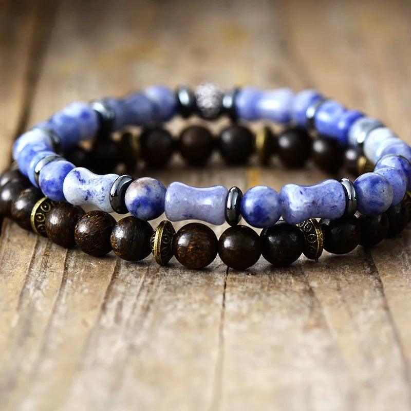 Bracciale in Bronzite e Avventurina Blu “Cammino del Guerriero”
