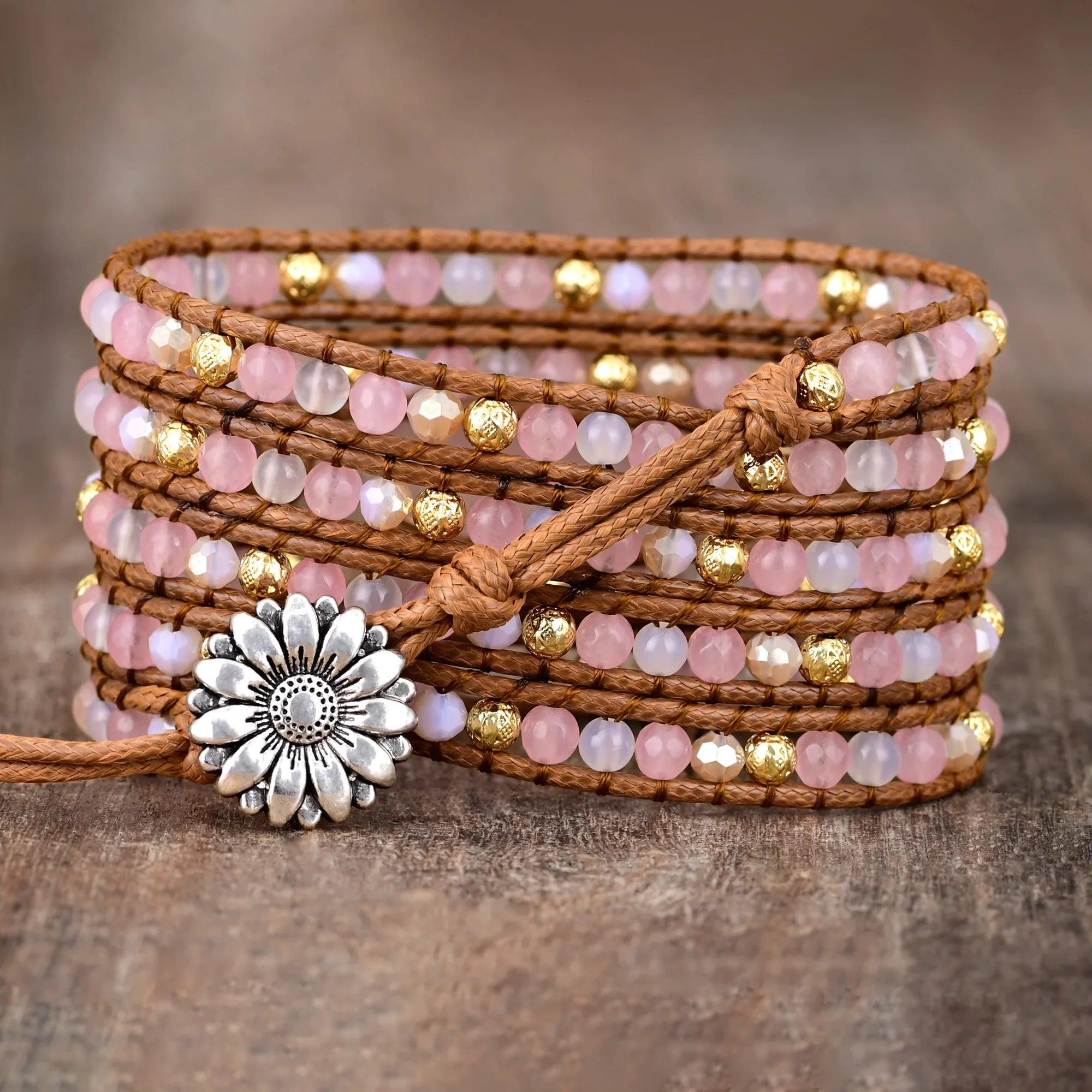 Bracciale di Quarzo Rosa "Aura Soave"