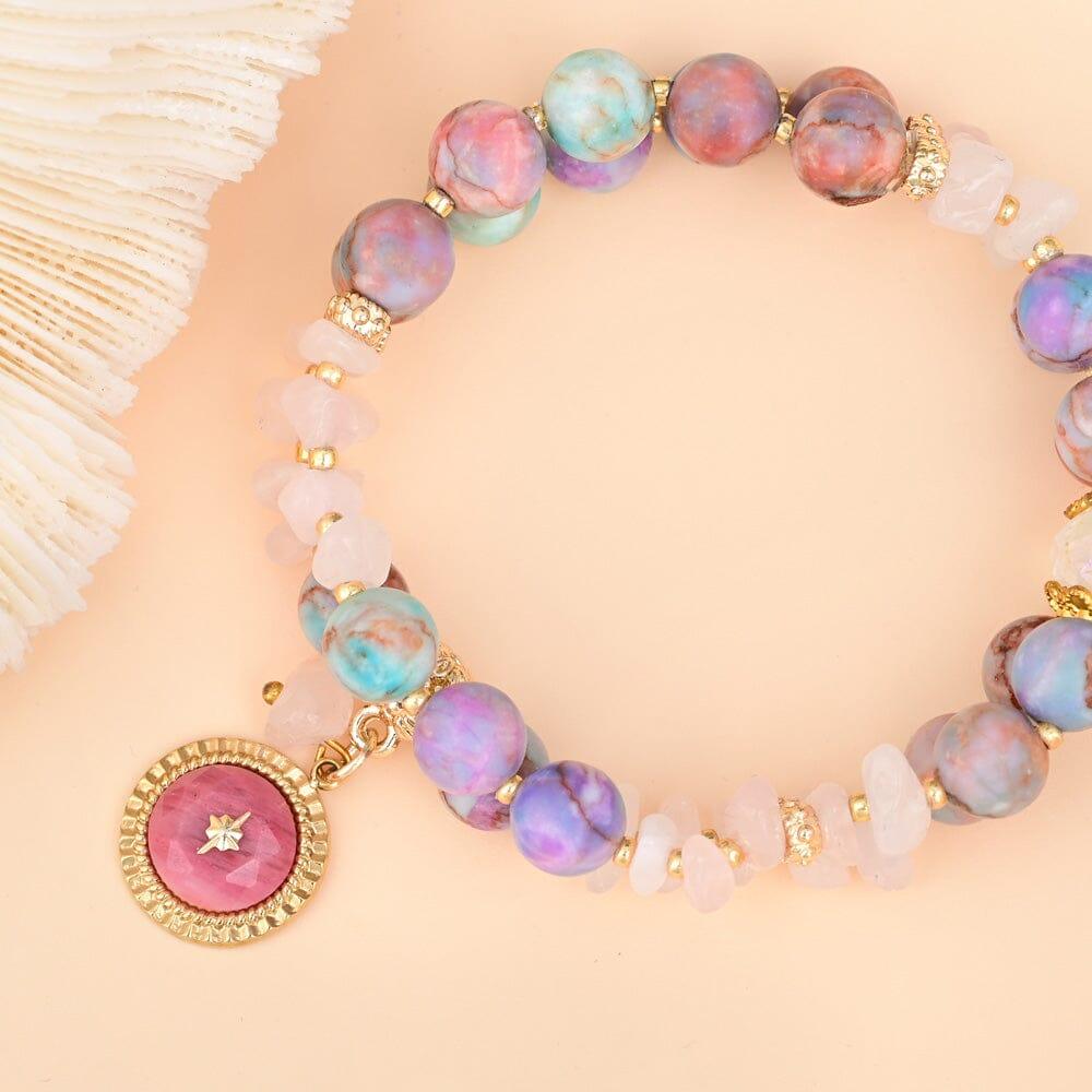 Bracciale “Incantesimo d'Amore” in Quarzo Rosa e Rodocrosite