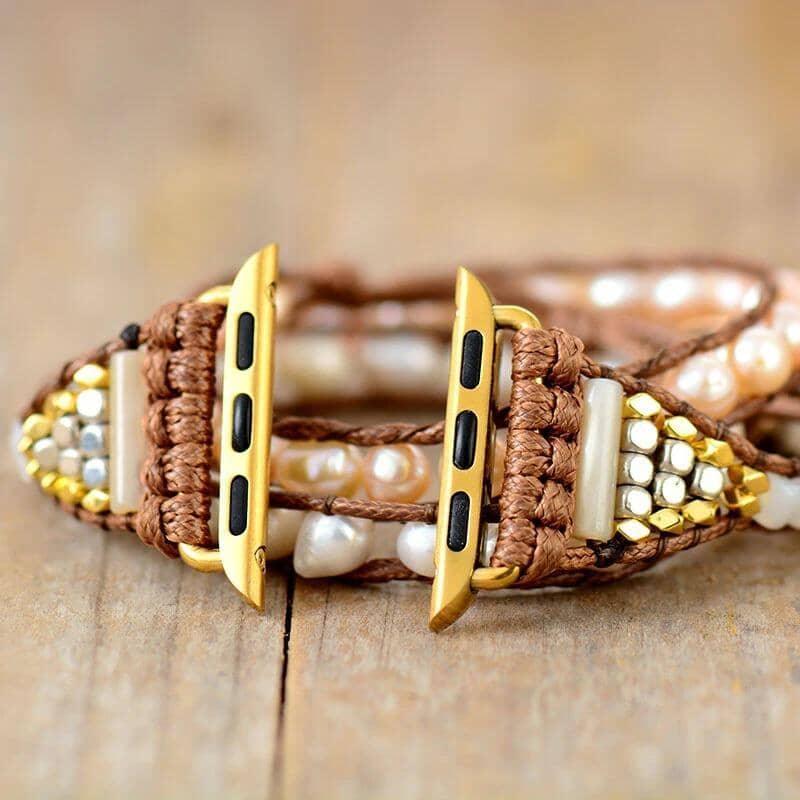 Cinturino "Protezione Celestiale" per Apple Watch con Perle d'Acqua Dolce