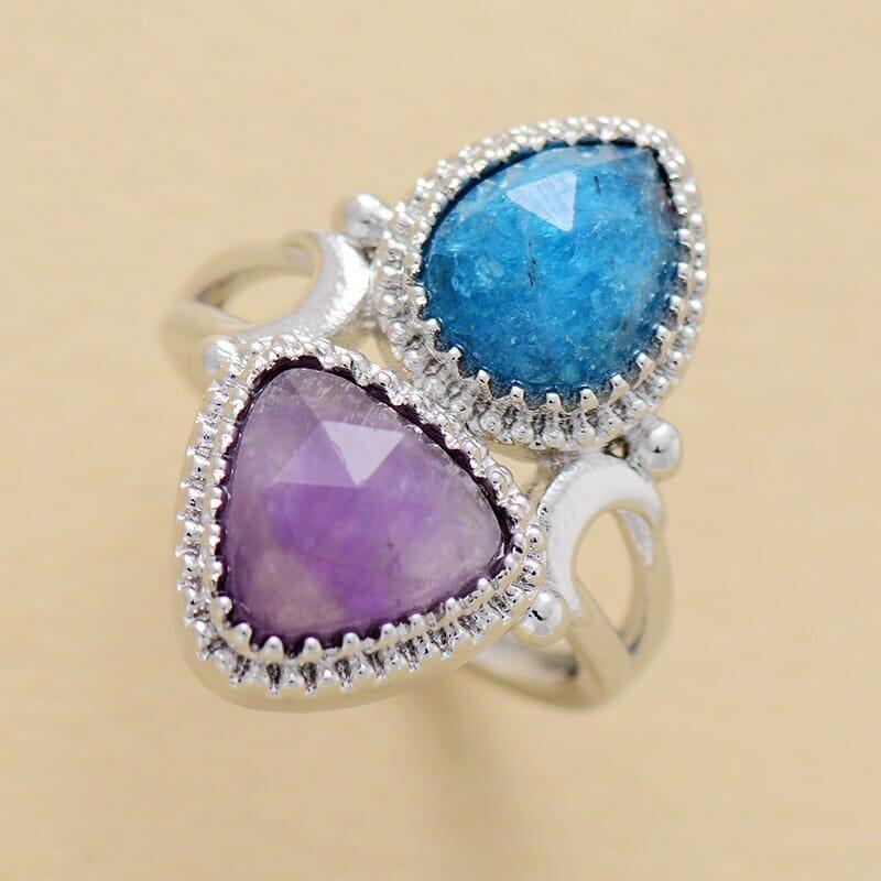 Anello "Luna Incantata" con Ametista e Apatite Splendente