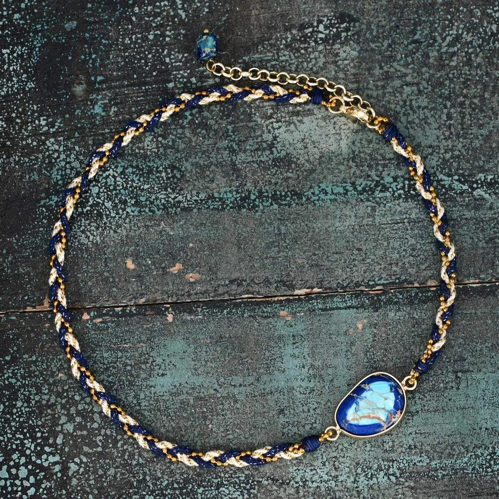 Collana Intrecciata di Diaspro "Benedizione Blu"