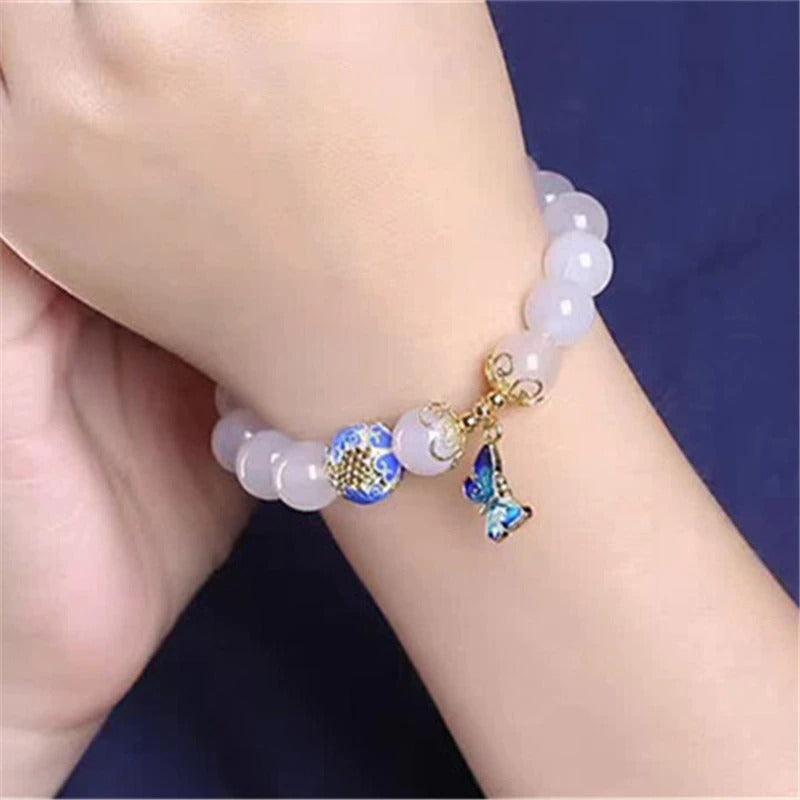 Bracciale "Farfalla di Luce" in Agata Bianca