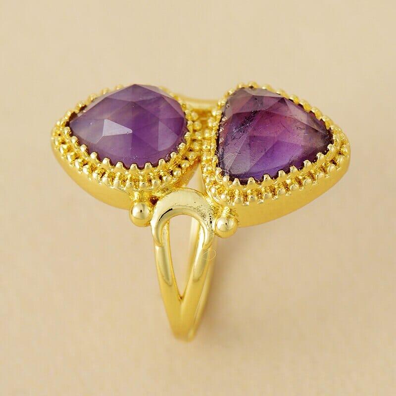 Anello "Luna Incantata" con Ametista e Apatite Splendente