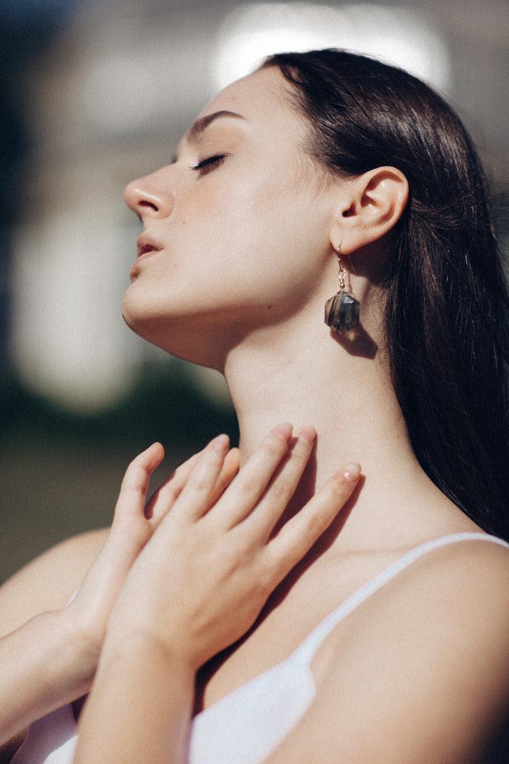 Orecchini Esagonali "Guardia Mistica" con Pietra Protettiva