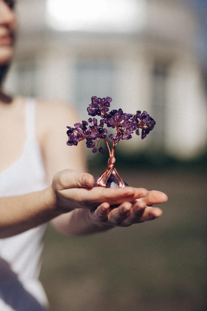 Albero Feng Shui "Equilibrio Tranquillo" in Ametista con Base Piramidale