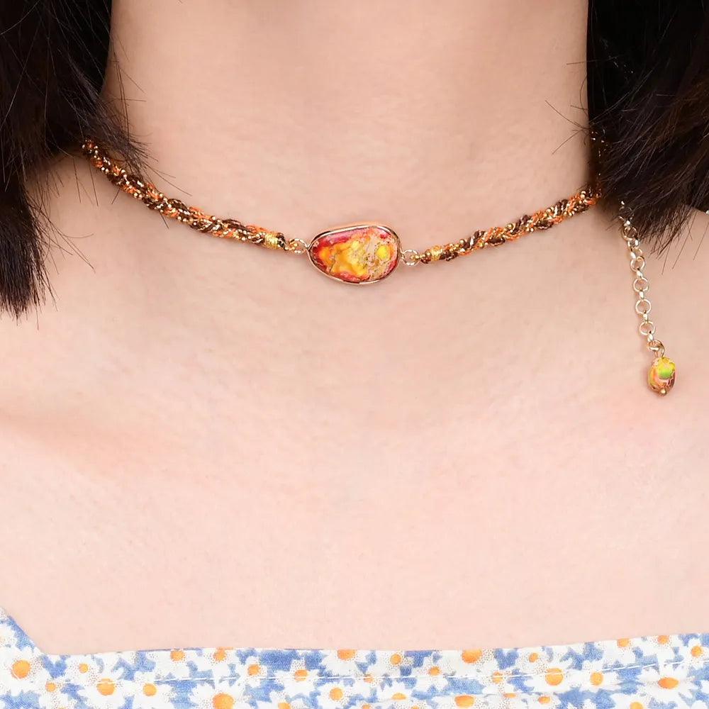 Collana in Diaspro Arancione "Serenità del Sole di Fuoco"
