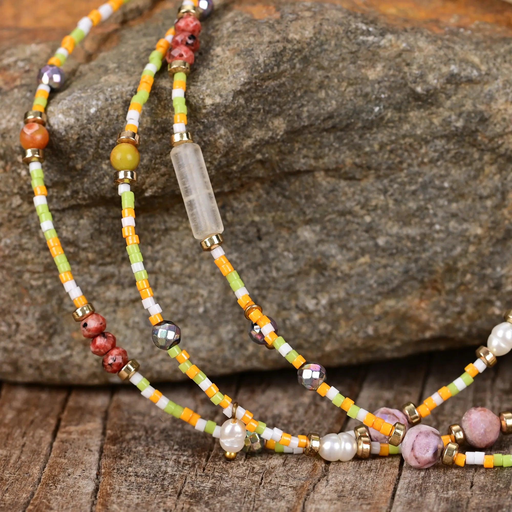 Collana in Agata e Diaspro “Tramonto Armonioso”