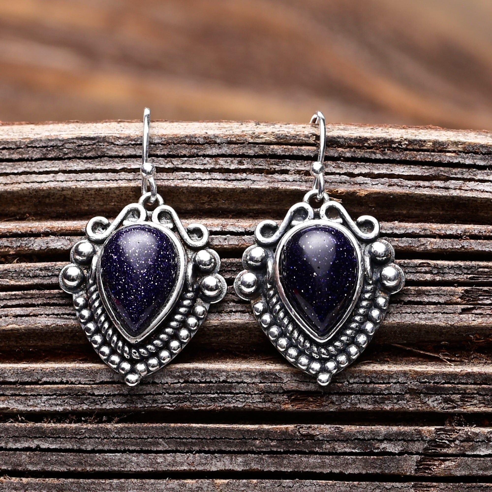 Orecchini "Kamira" Raffinati con Arenaria Blu