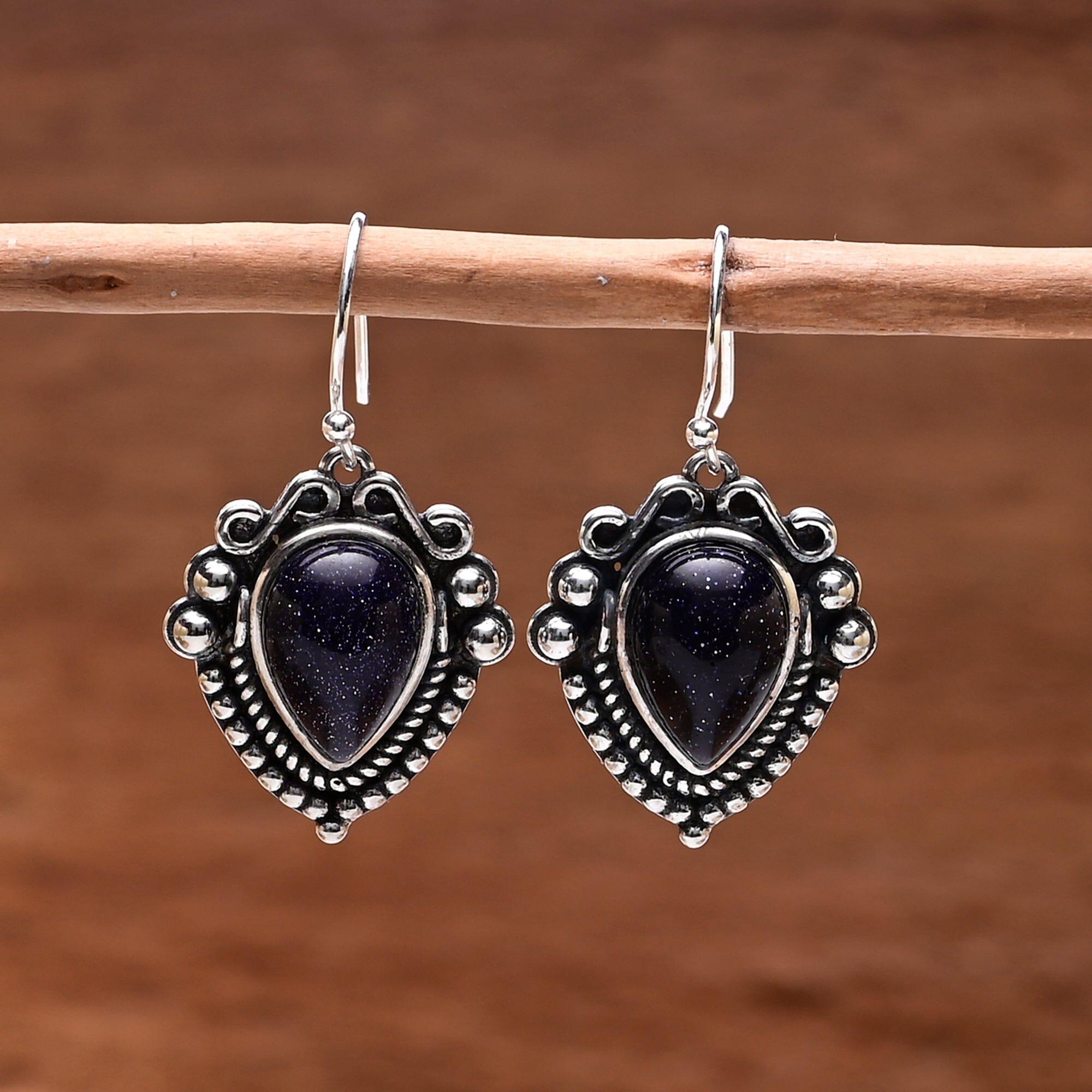 Orecchini "Kamira" Raffinati con Arenaria Blu