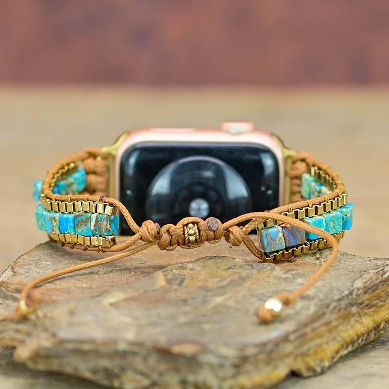 Cinturino per Apple Watch "Serenità Incantata" in Ematite e Pietra Imperiale