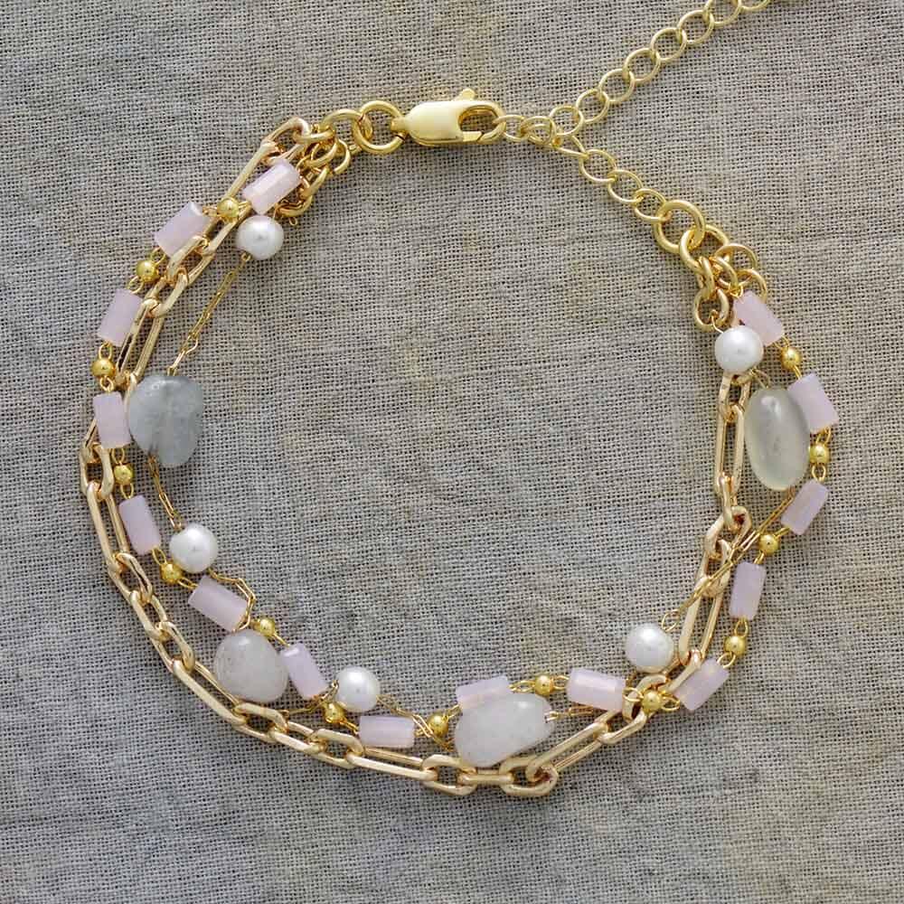 Bracciale in Oro con Apatite e Agata “Equilibrio Aureo”