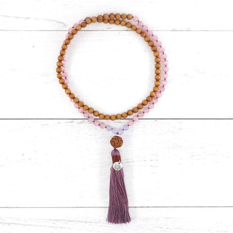 Collana Mala "Armonia Delicata" in Opale Rosa e Legno di Sandalo