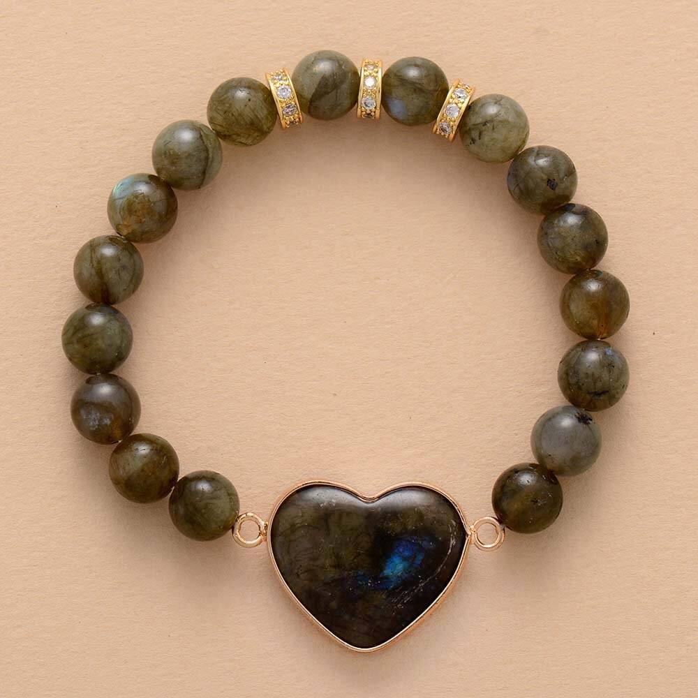 Bracciale "Cuore dell'Oceano" in Labradorite con Perline