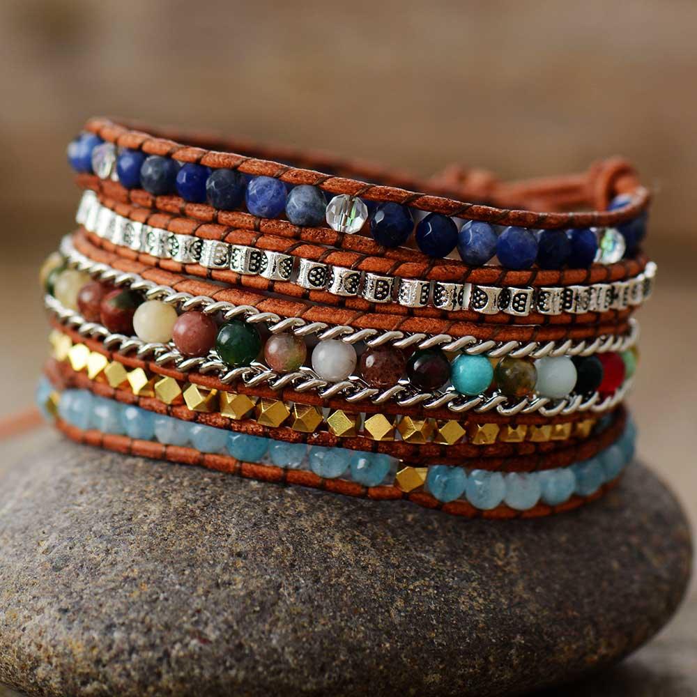 Braccialetto Vintage "Spirito Multistrato" con Sodalite