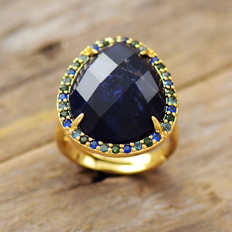 Anello Cocktail "Lusso Celeste" in Sodalite