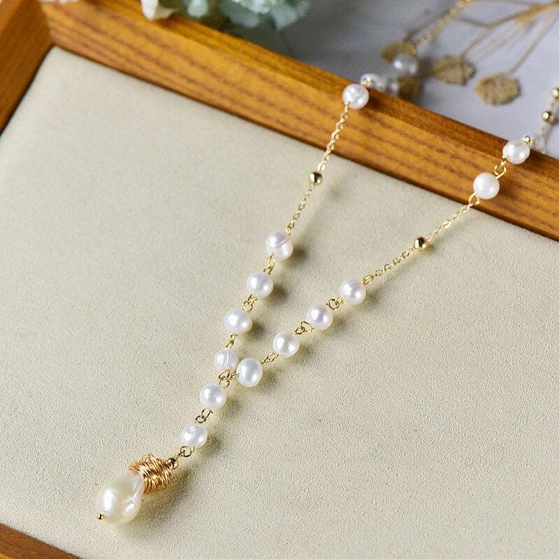 Collana Lunga "Barocco Prezioso" con Perle d'Acqua Dolce