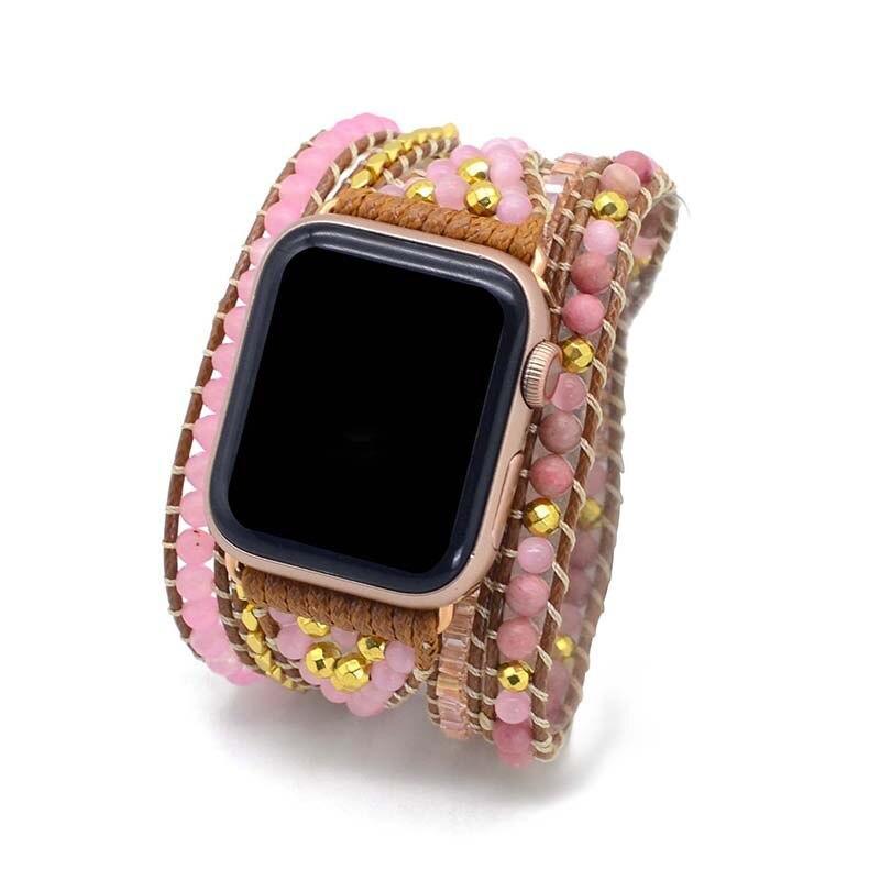 Cinturino Dorato per Apple Watch con Quarzo Rosa