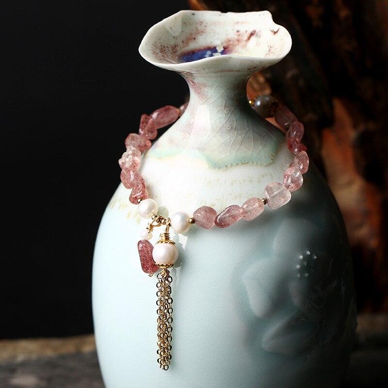 Braccialetto "Dolce Fragranza" con Perle Rosa Fragola