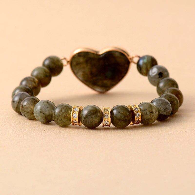 Bracciale "Cuore dell'Oceano" in Labradorite con Perline