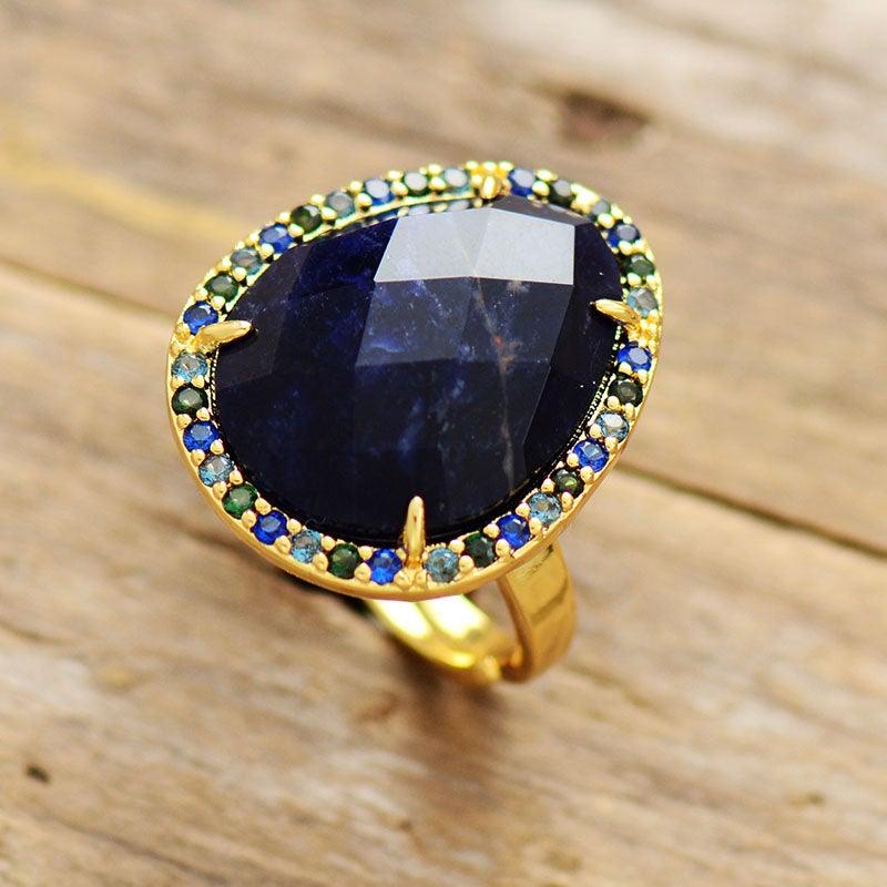 Anello Cocktail "Lusso Celeste" in Sodalite