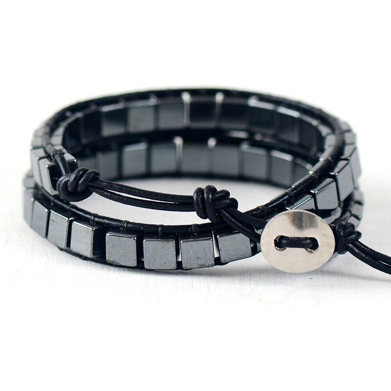 Bracciale "Armonia Dinamica" in Ematite e Pelle