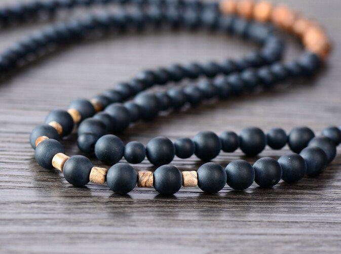 Collana "Armonia Profonda" in Onice Nera Opaca