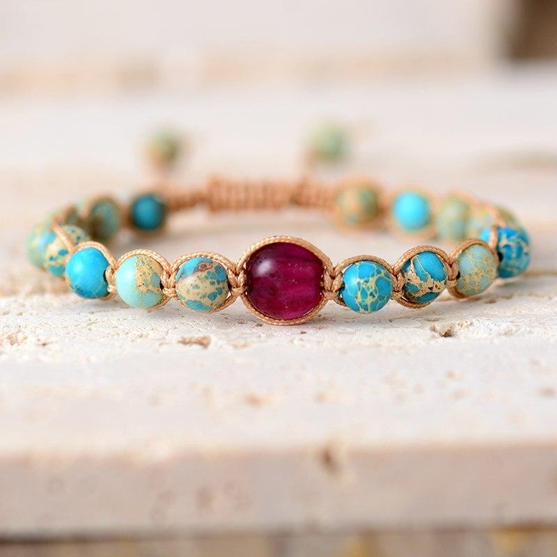 Braccialetto "Legame Sincero" con Perle di Diaspro Imperiale