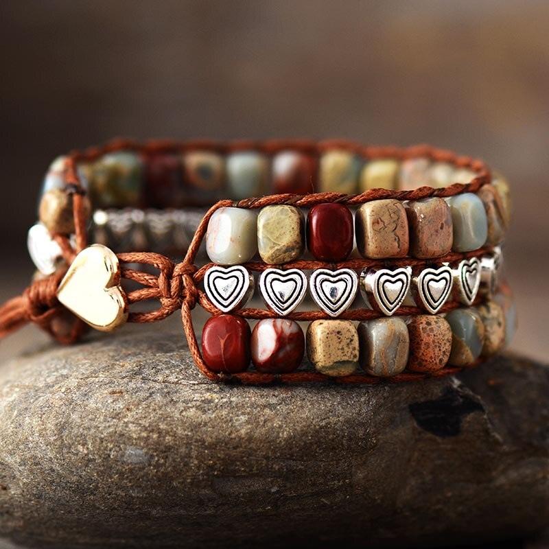 Braccialetto a Polsino "Guarigione della Terra" in Diaspro