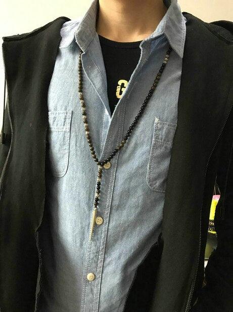 Collana di protezione in bronzite e onice