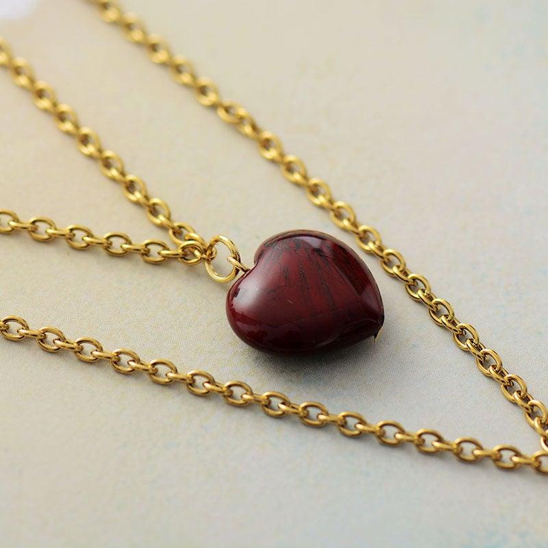 Collana a Cuore in Diaspro "Strati d'Eleganza"