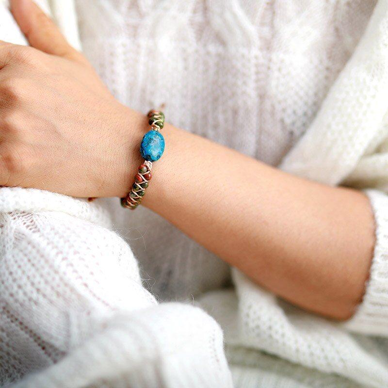 Bracciale Macramè Intrecciato Unisex "Essenza di Diaspro"