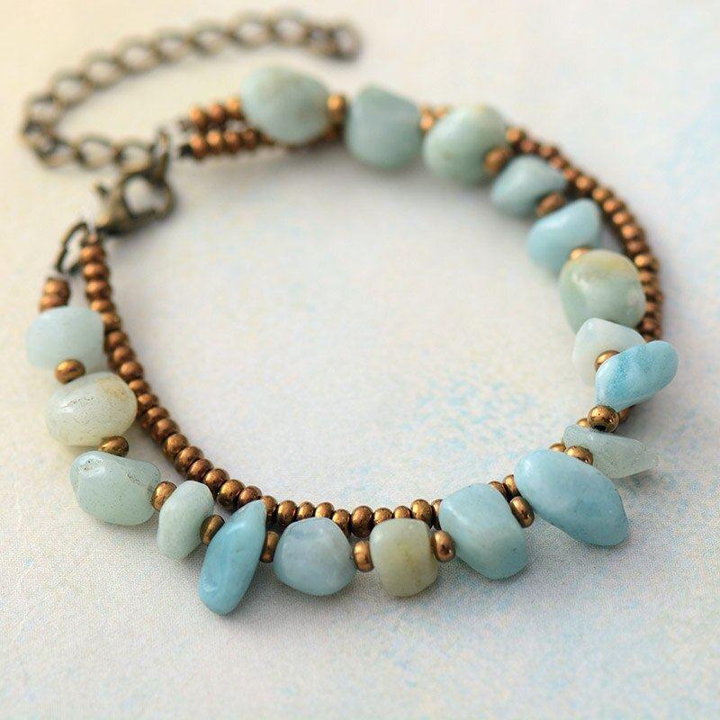 Bracciale "Cuore Protetto" con Apatite e Amazzonite