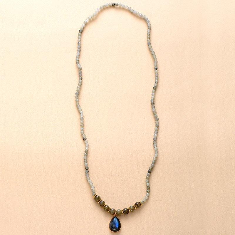 "Iridescenza Incantevole" Braccialetto Collana Mala in Labradorite