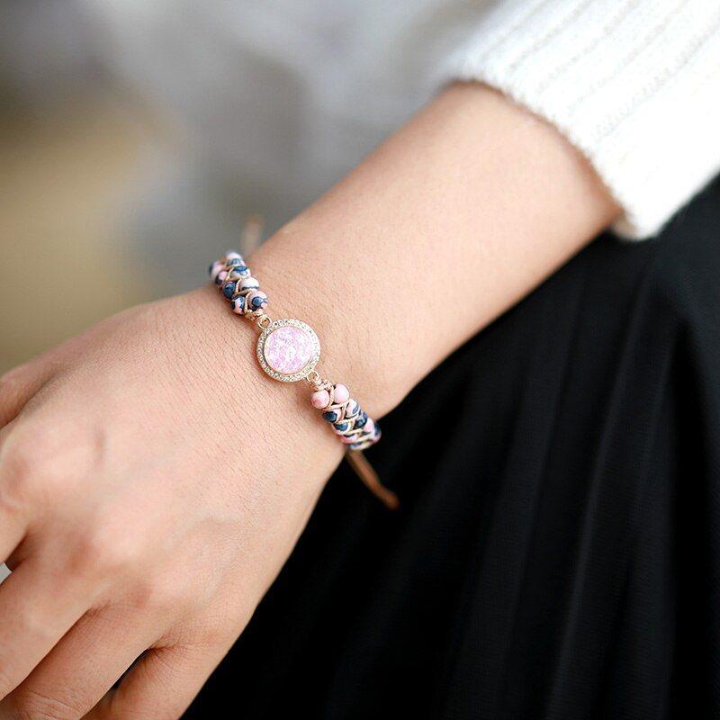 Braccialetto Intrecciato "Serenità Naturale" con Opale e Diaspro