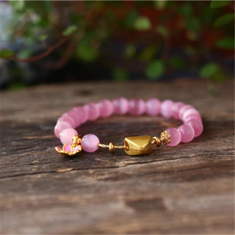 Bracciale in Opale Rosa “Fiore di Serenità”