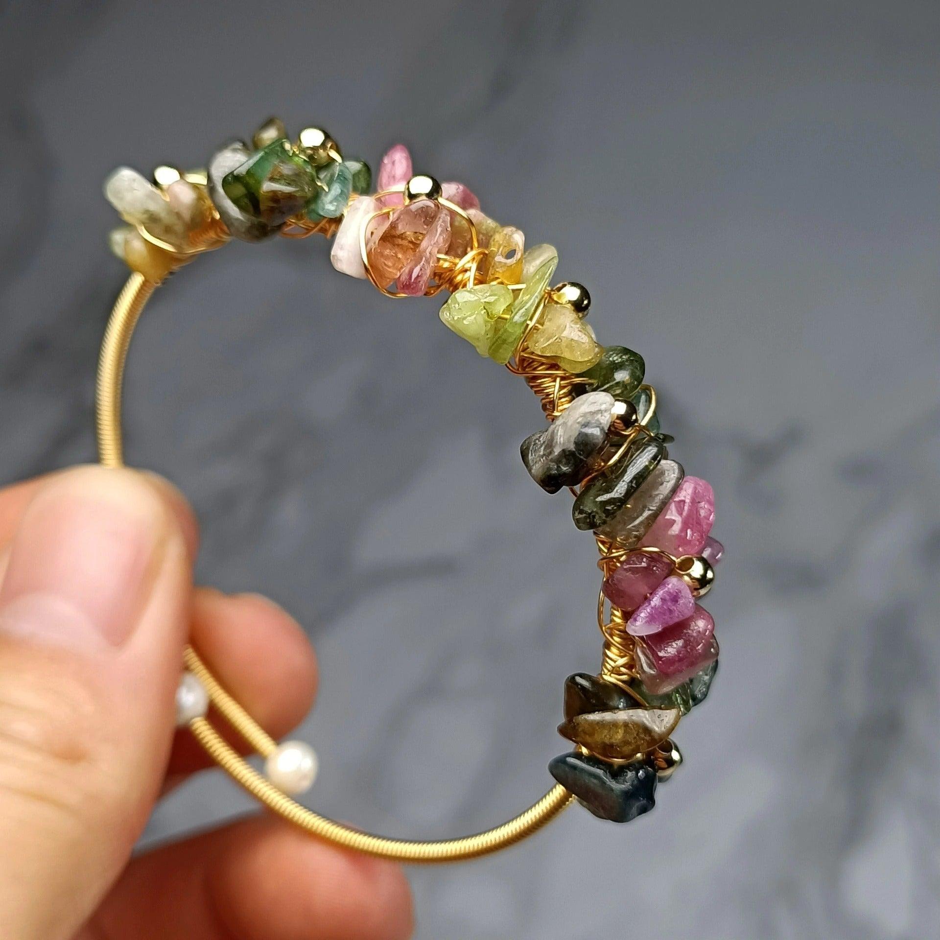 Bracciale "Eleganza Preziosa" con Perle e Tormalina Dorata