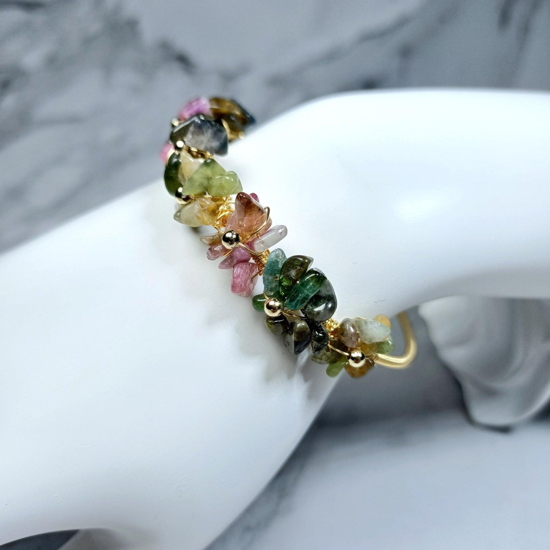 Bracciale "Eleganza Preziosa" con Perle e Tormalina Dorata