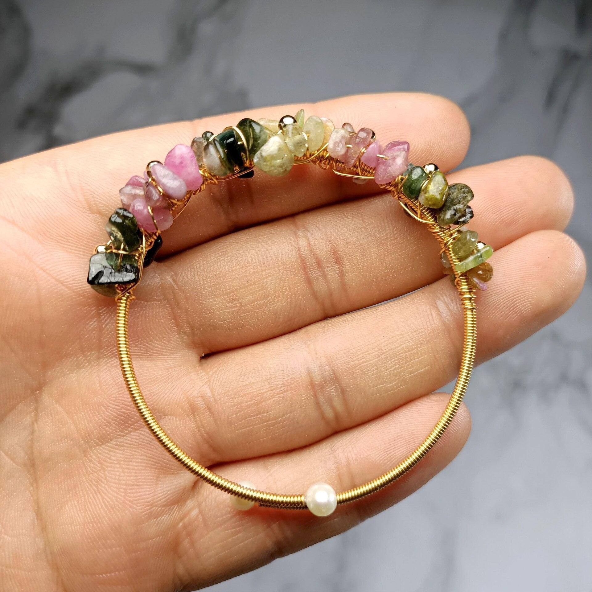 Bracciale "Eleganza Preziosa" con Perle e Tormalina Dorata