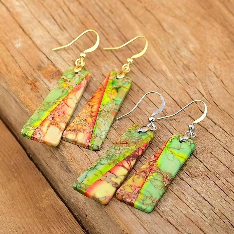 Orecchini Trapezoidali "Energie Brillanti" in Diaspro Imperiale