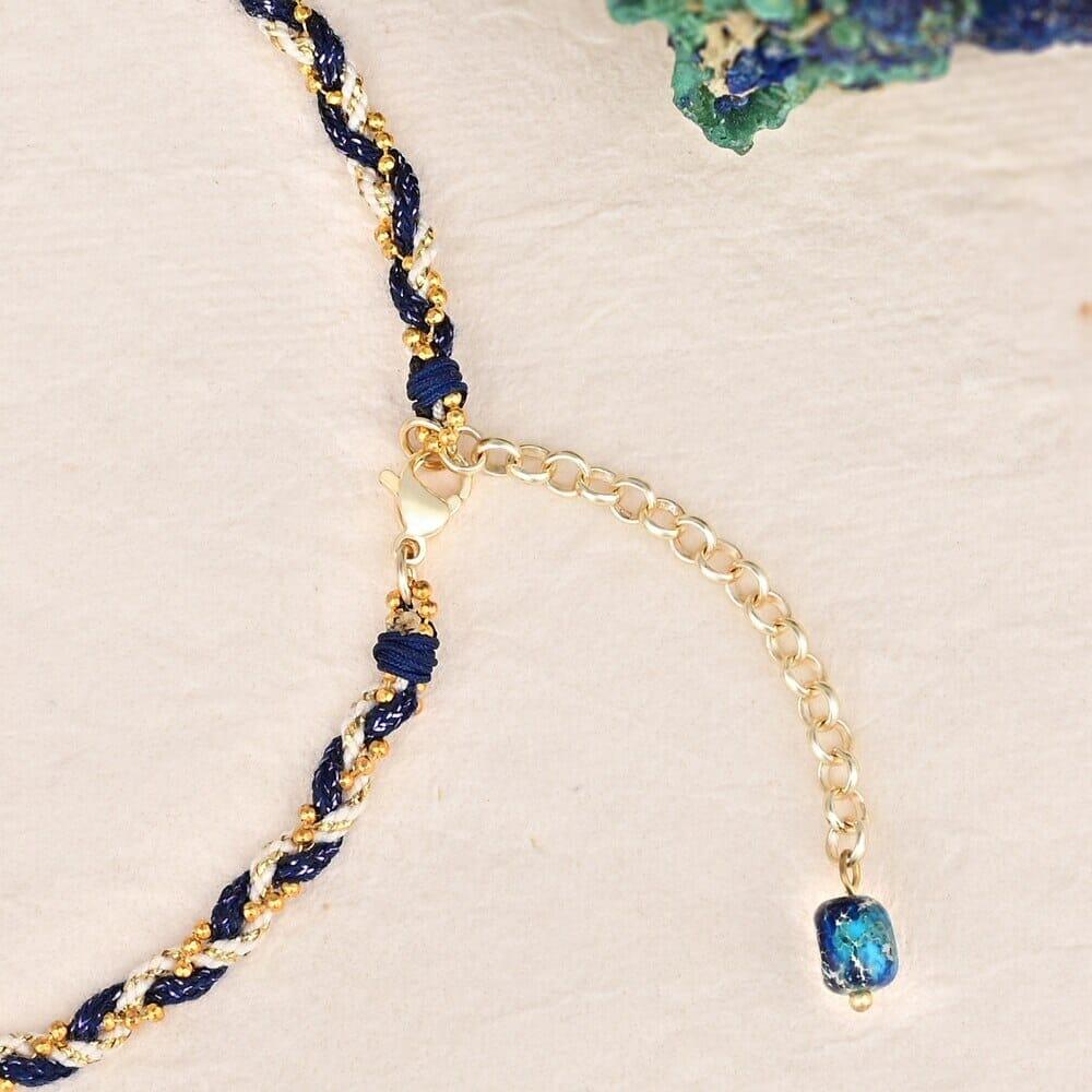 Collana Intrecciata di Diaspro "Benedizione Blu"