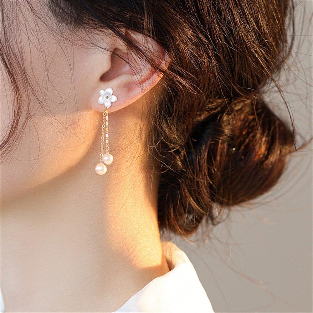 Orecchini Floreali con Perle a Cascata