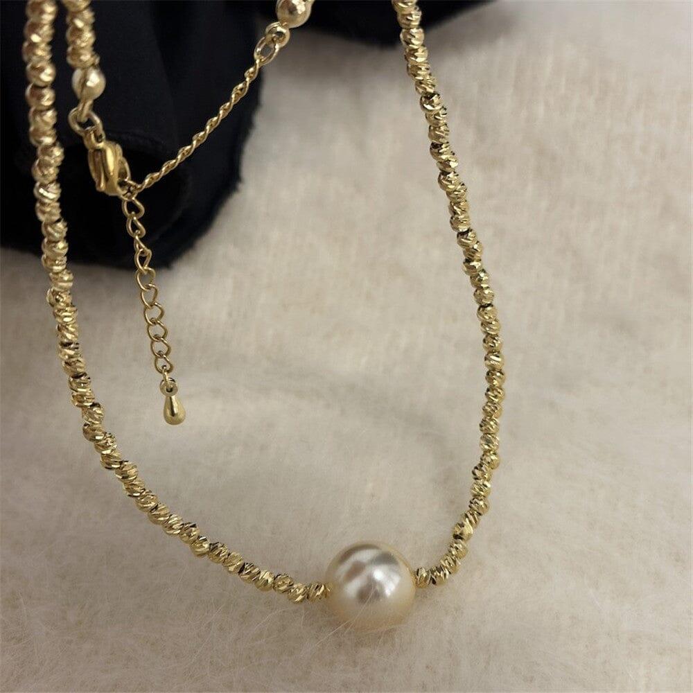 Collana "Splendore Semplice" con Perle d'Oro Testurizzate