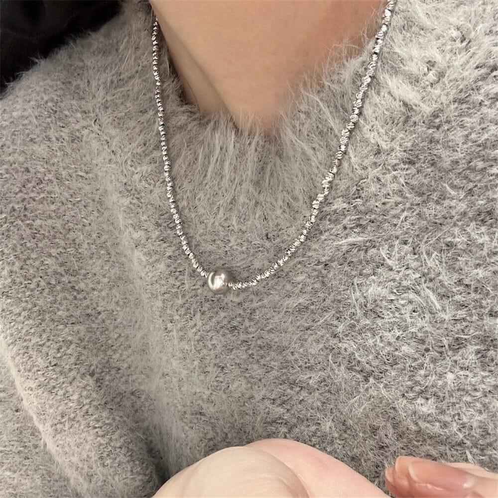 Collana "Eleganza Pura" con Perle d'Argento Texturizzate