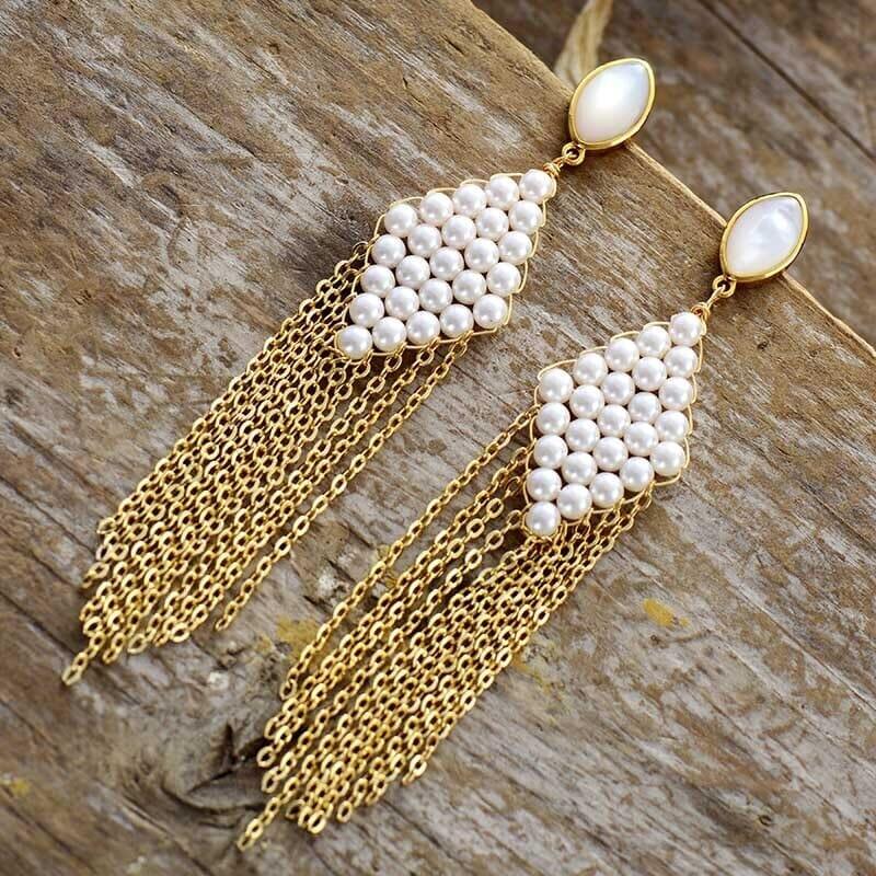 Orecchini a Lampadario in Pietra Naturale "Stelle Cadenti"